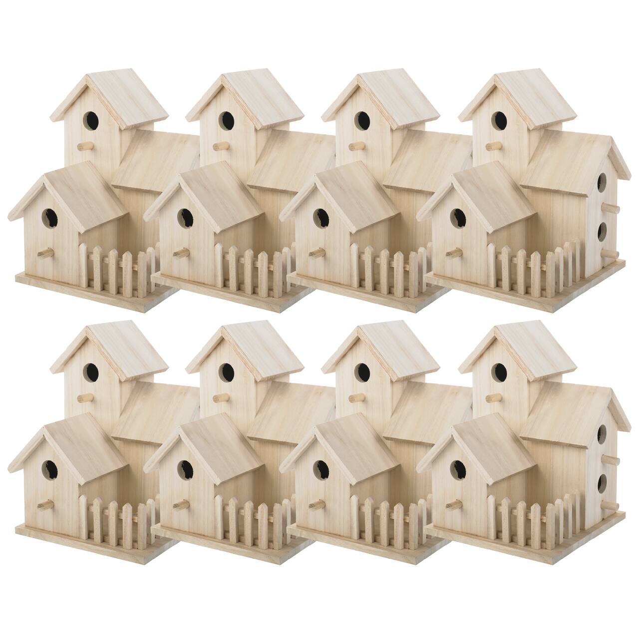 8 Pack: Triple Wood Birdhouse by Make Market®